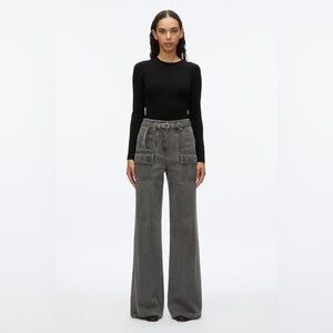 3.1 Phillip Lim Wide-Leg Cargo Jeans in Washed Gray
